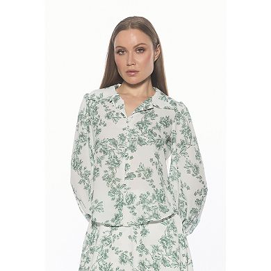Women's ALEXIA ADMOR Blouson Sleeve Button-Down Blouse
