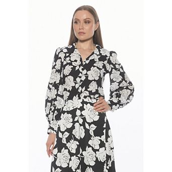 Women's ALEXIA ADMOR Blouson Sleeve Button-Down Blouse