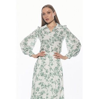 Women's ALEXIA ADMOR Blouson Sleeve Button-Down Blouse