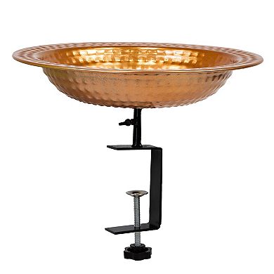 Sunnydaze Iron Deck-Mount Bird Bath or Feeder with Copper Finish - 12 in