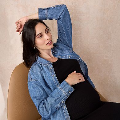 Maternity Motherhood Denim Long-Sleeve Shirt