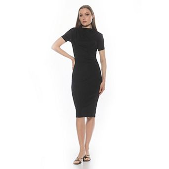Women's ALEXIA ADMOR Short Sleeve Draped Midi Dress