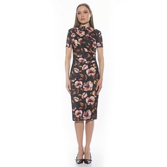 Women's ALEXIA ADMOR Short Sleeve Draped Midi Dress