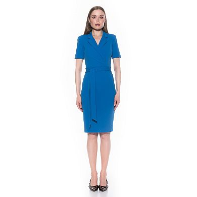 Women's ALEXIA ADMOR Short Sleeve Midi Sheath Dress with Belt