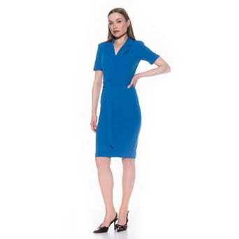 Women's ALEXIA ADMOR Short Sleeve Midi Sheath Dress with Belt