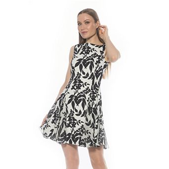 Women's ALEXIA ADMOR Sleeveless Boatneck Fit and Flare Dress