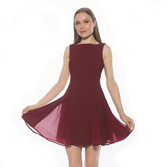 Women's ALEXIA ADMOR Sleeveless Boatneck Fit and Flare Dress
