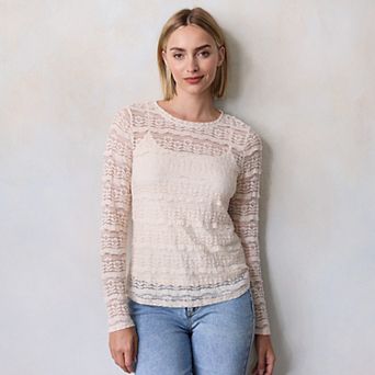 Women's LC Lauren Conrad Long Sleeve Lace T-Shirt