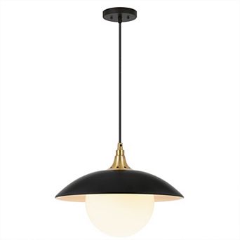 Finley & Sloane Alvia 14.5 in Wide Metal and Glass Shade Pendant Light