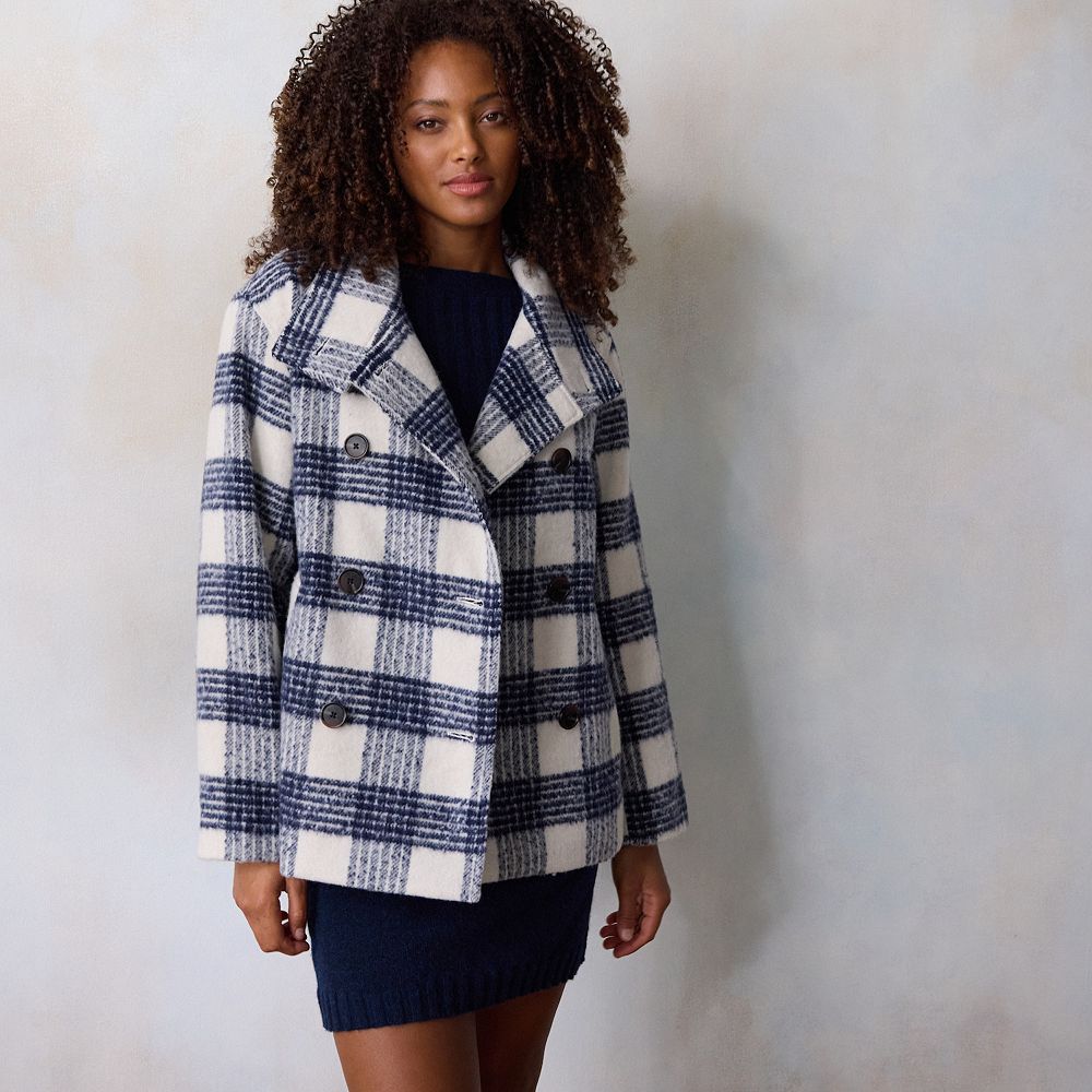 Women's Coats and Jackets 2019 Fashion Women's Plaid Double-Breasted Woolen Coat Ladies Overcoat