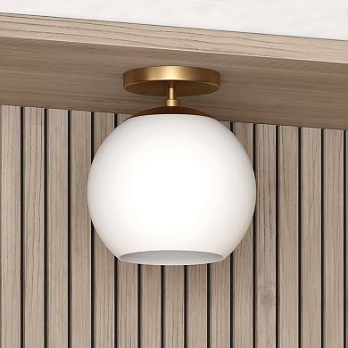 Finley & Sloane Bartlett 9-in. Wide Semi-Flush Mount Light Fixture with Glass Shade