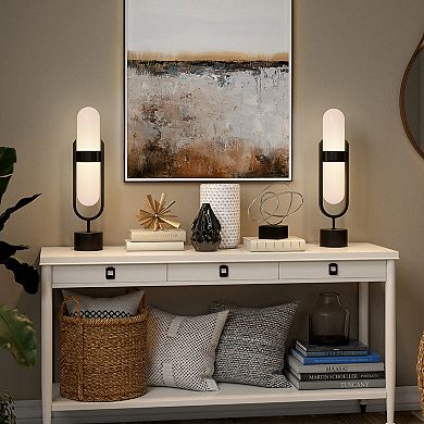 Finley & Sloane Blair Pill-Shaped Table Lamp with Glass Shade