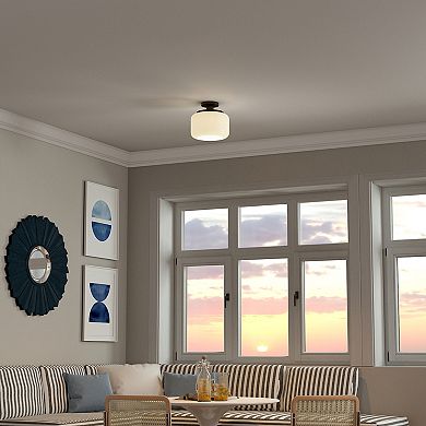 Finley & Sloane Tatum 11-in. Wide Semi Flush Mount Light Fixture with Glass Shade