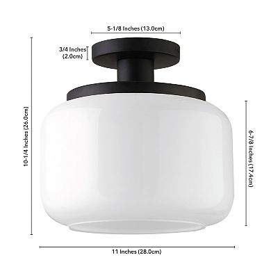 Finley & Sloane Tatum 11-in. Wide Semi Flush Mount Light Fixture with Glass Shade