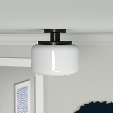 Finley & Sloane Tatum 11-in. Wide Semi Flush Mount Light Fixture with Glass Shade