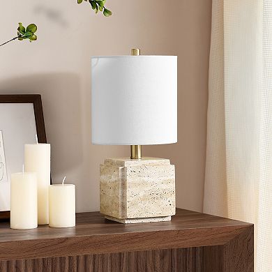 Finley & Sloane Pacha 16-in. Tall Stone Table Lamp - Fabric Shade
