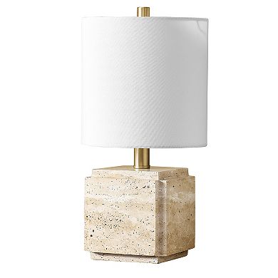 Finley & Sloane Pacha 16-in. Tall Stone Table Lamp - Fabric Shade