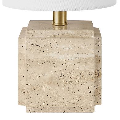 Finley & Sloane Pacha 16-in. Tall Stone Table Lamp - Fabric Shade