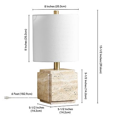 Finley & Sloane Pacha 16-in. Tall Stone Table Lamp - Fabric Shade