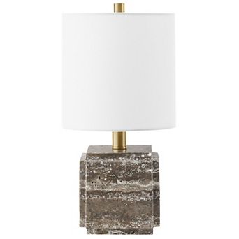 Finley & Sloane Pacha 16 in Tall Stone Table Lamp - Fabric Shade