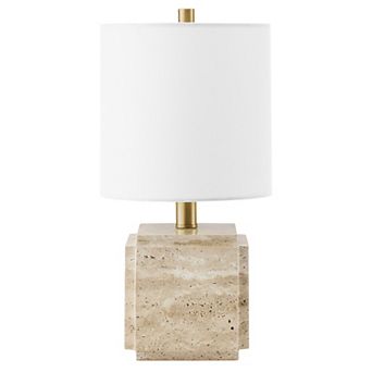 Finley & Sloane Pacha 16 in Tall Stone Table Lamp - Fabric Shade