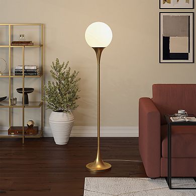 Finley & Sloane Mahdi Torchiere Floor Lamp with Glass Shade