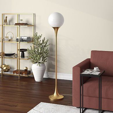 Finley & Sloane Mahdi Torchiere Floor Lamp with Glass Shade