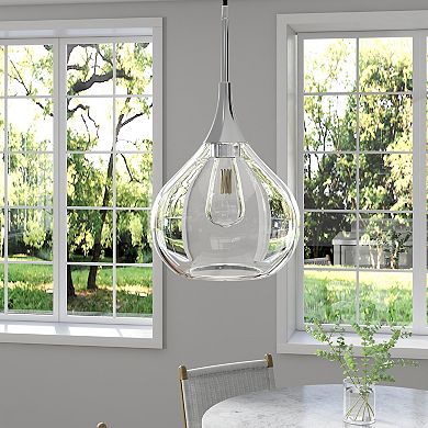 Finley & Sloane Ida 9.5-in. Wide Glass Shade Pendant Light Fixture