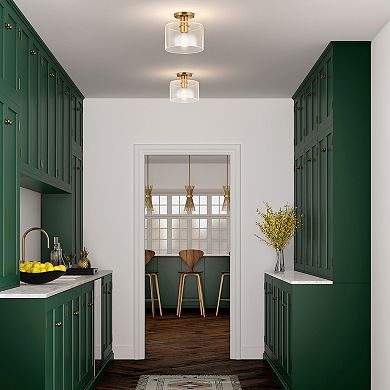 Finley & Sloane Henri 10-in. Wide Semi Flush Mount Light Fixture with Glass Shade