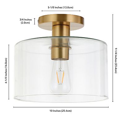 Finley & Sloane Henri 10-in. Wide Semi Flush Mount Light Fixture with Glass Shade