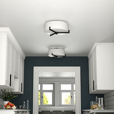 Finley & Sloane Hamlin 17-in. Wide 2-Light Semi Flush Mount Light Fixture with Glass Shade