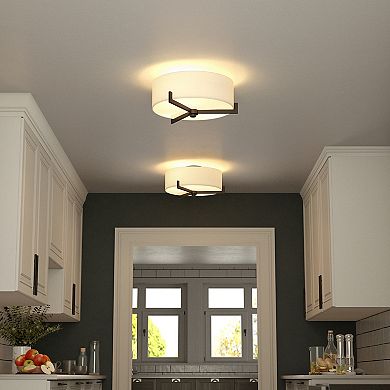 Finley & Sloane Hamlin 17-in. Wide 2-Light Semi Flush Mount Light Fixture with Glass Shade