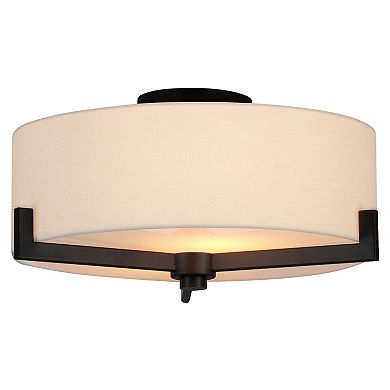Finley & Sloane Hamlin 17-in. Wide 2-Light Semi Flush Mount Light Fixture with Glass Shade