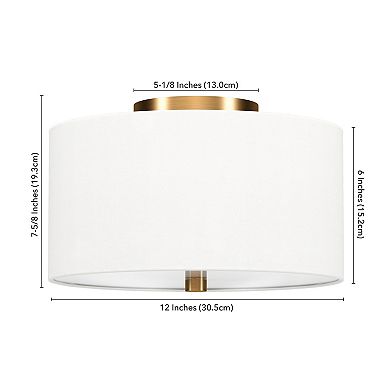 Finley & Sloane 12-in. Flush Mount Light Fixture with Fabric Shade