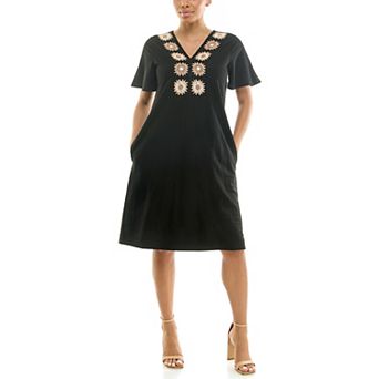 Women's Nina Leonard Crochet Trapeze Dress