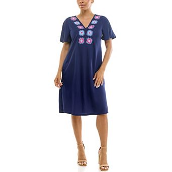 Women's Nina Leonard Crochet Trapeze Dress