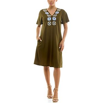 Women's Nina Leonard Crochet Trapeze Dress