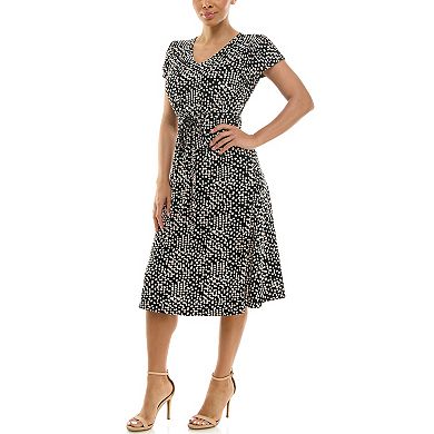 Women's Nina Leonard V-Neck Self Sash Dress