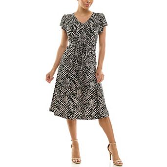 Women's Nina Leonard V-Neck Self Sash Dress