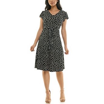 Women's Nina Leonard V-Neck Self Sash Dress