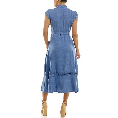 Women's Nina Leonard Button Front Shirt Dress