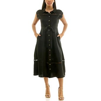Women's Nina Leonard Button Front Shirt Dress