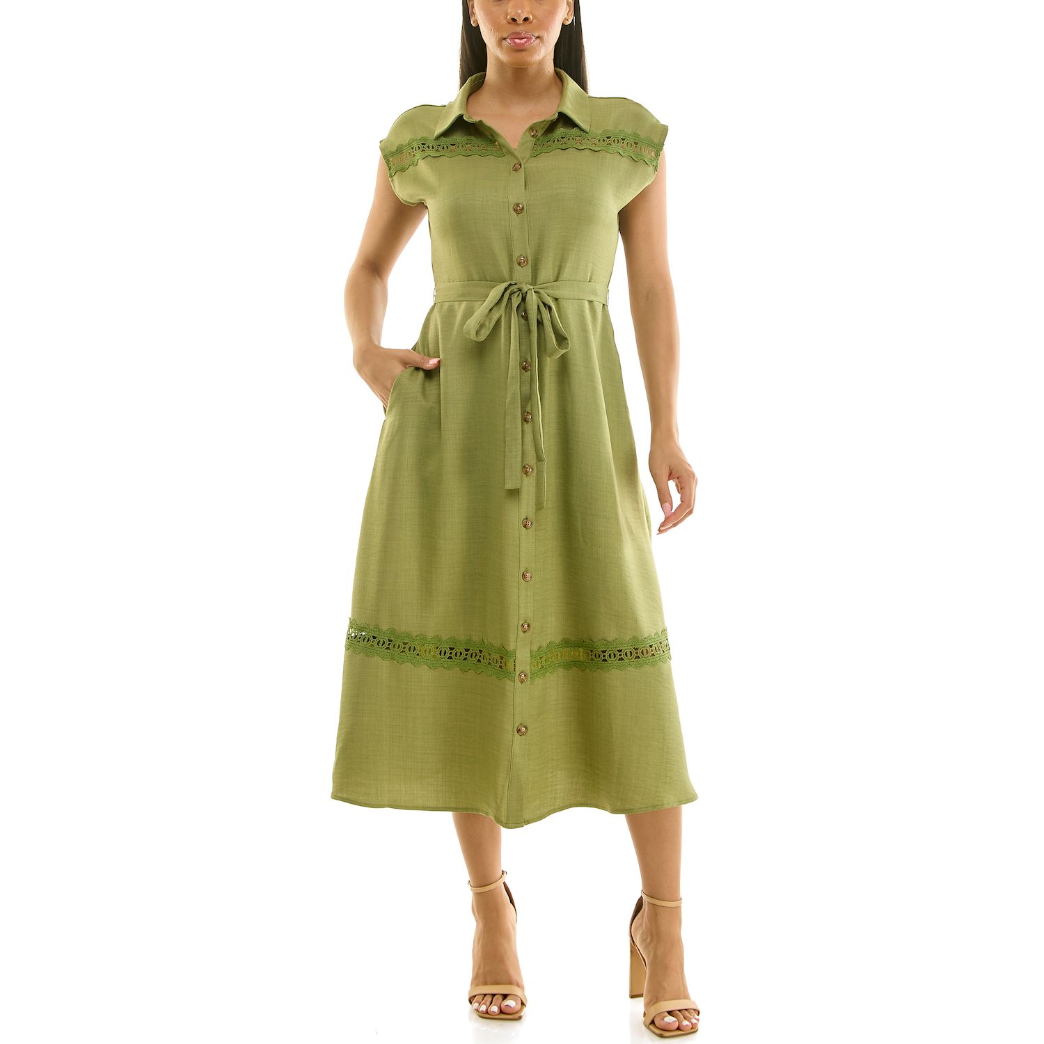 Женские платья Nina Leonard Button Front Shirt Dress