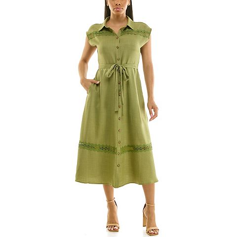 Женские платья Nina Leonard Women's Nina Leonard Button Front Shirt Dress