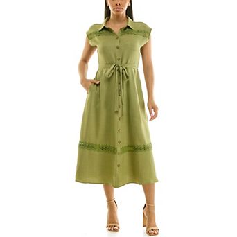 Women's Nina Leonard Button Front Shirt Dress