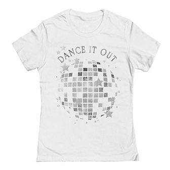 Juniors' Metallic Graphic Ball T-Shirt
