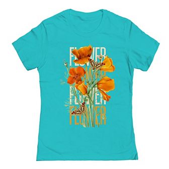 Juniors' Orange Bouquet Graphic T-Shirt