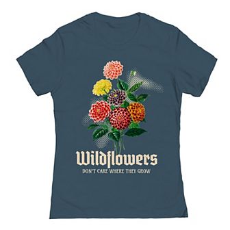Juniors' Wildflowers Graphic T-Shirt