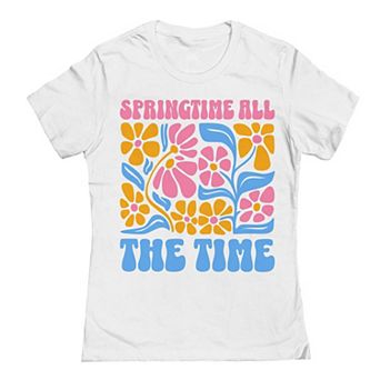 Juniors' Springtime All The Time Graphic T-Shirt