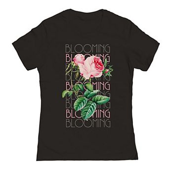 Juniors' Blooming Rose Graphic T-Shirt